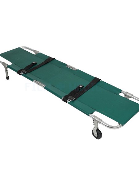 Green Stretcher With Fold Out Wheels